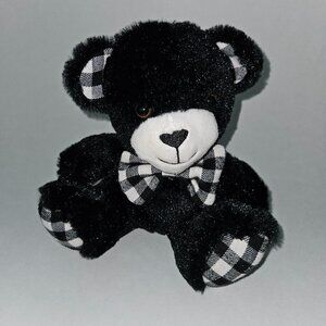 Black White Plaid Teddy Bear Plush 7" Stuffed Animal Toy MTY International